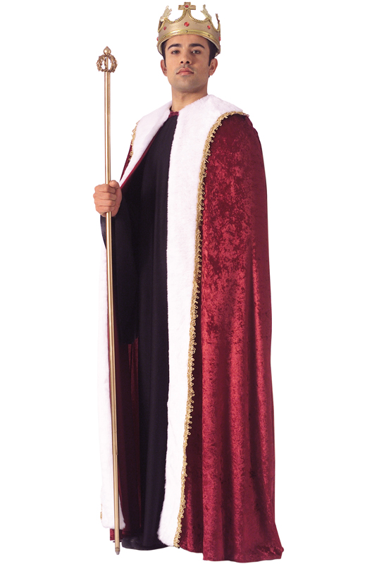 Adult Mens Classic Kings Red Robe And Crown Adult Fancy Dress Costume Royal New 