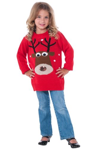 Red Reindeer Sweater Child Costume