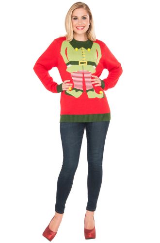 Red Elf Sweater Adult Costume
