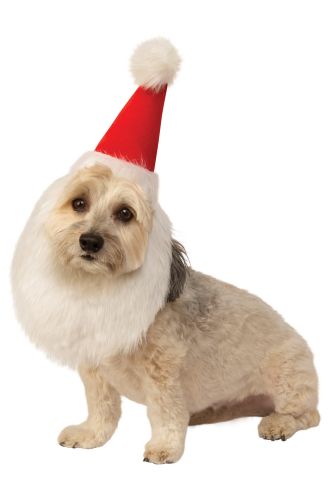 Santa Hat With Beard Pet Costume