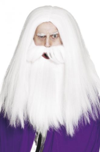 Magician Beard and Wig (White)