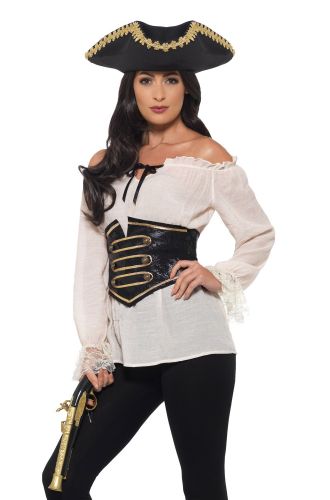 Deluxe Pirate Shirt Adult Costume (Ivory)