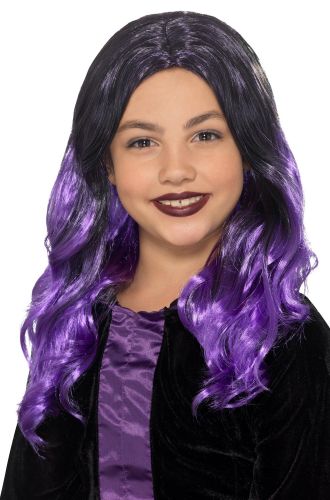 Kids Witch Wig (Black/Purple)