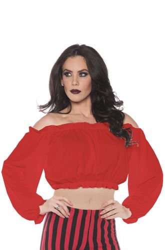 Pirate Crop Top Blouse Red Adult Costume