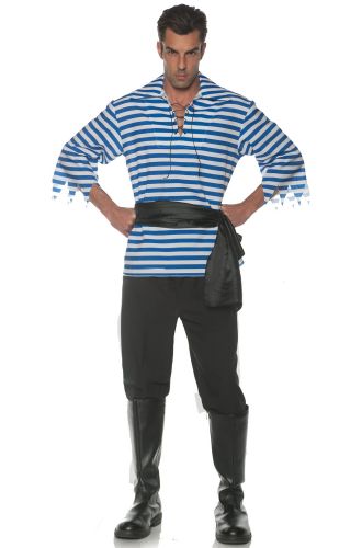 Striped Pirate Adult Costume (Blue)
