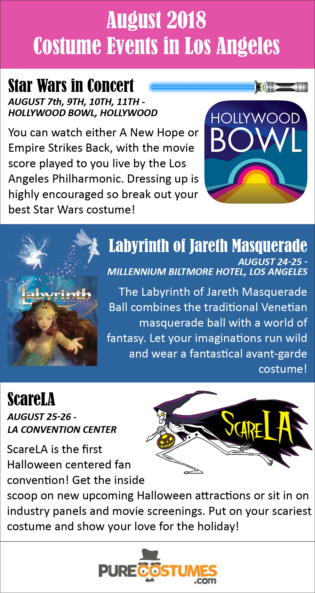 los angeles costume events august 2018 infographic